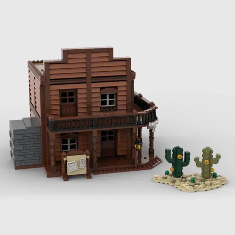 Moc tijolos de construção vista rua modelo cidade ocidental xerife casa tecnologia blocos modulares presente brinquedos natal diy conjuntos montagem