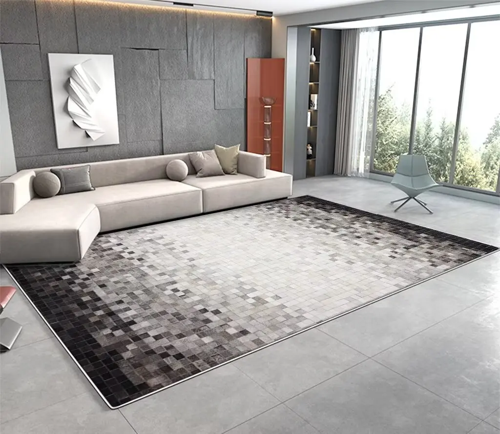 Modern Abstract Soft Fluffy Large Carpet Living Room Imitation Cowhide Decoration Rug for Bedroom Washable Non-slip Entrance Mat