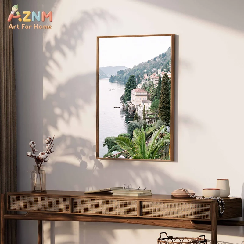 AZNM Vintage European Town Canvas Print Venice Old Street Building Scenery Neutral Travel City Landscape Wall Poster Unframed Li