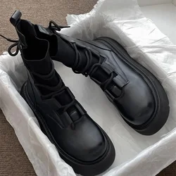 2024 Autumn Winter Ankle Boots Women Sneakers Female New Knitting Platform Sock Boots Woman Platform Lace Up Casual Shoes Lady