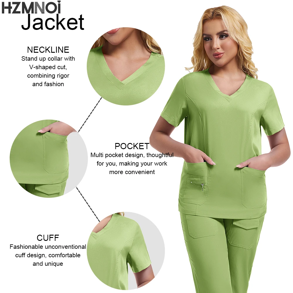 متعدد الألوان قصيرة الأكمام مستقيم الساق السراويل موحدة مجموعة الحبس مركز التمريض معاطف للأطباء والممرضات ملابس العمل الركض الملابس