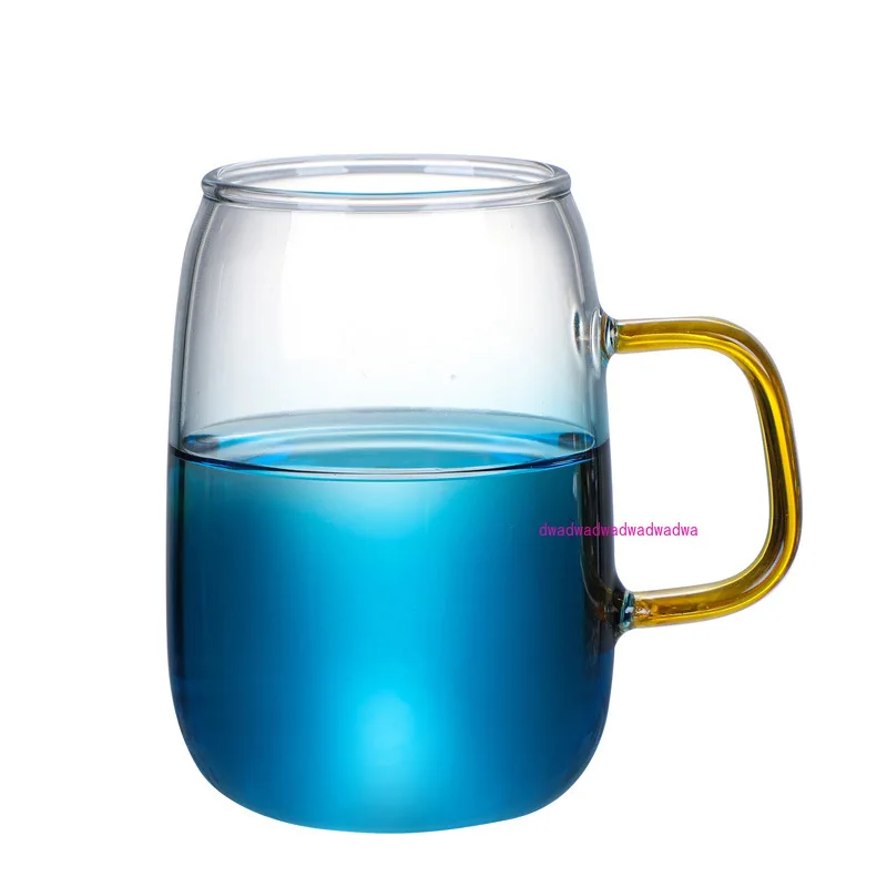 

High borosilicate glass cold kettle High temperature resistant household water cup gradual change blue color handle cold kettle