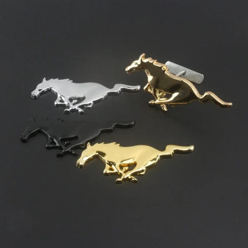 3D 15.5cm *6cm Running Horse Logo Metal Car Sticker Fender Window Bumper Emblem Badge Chrome Decal Auto Styling Accessories