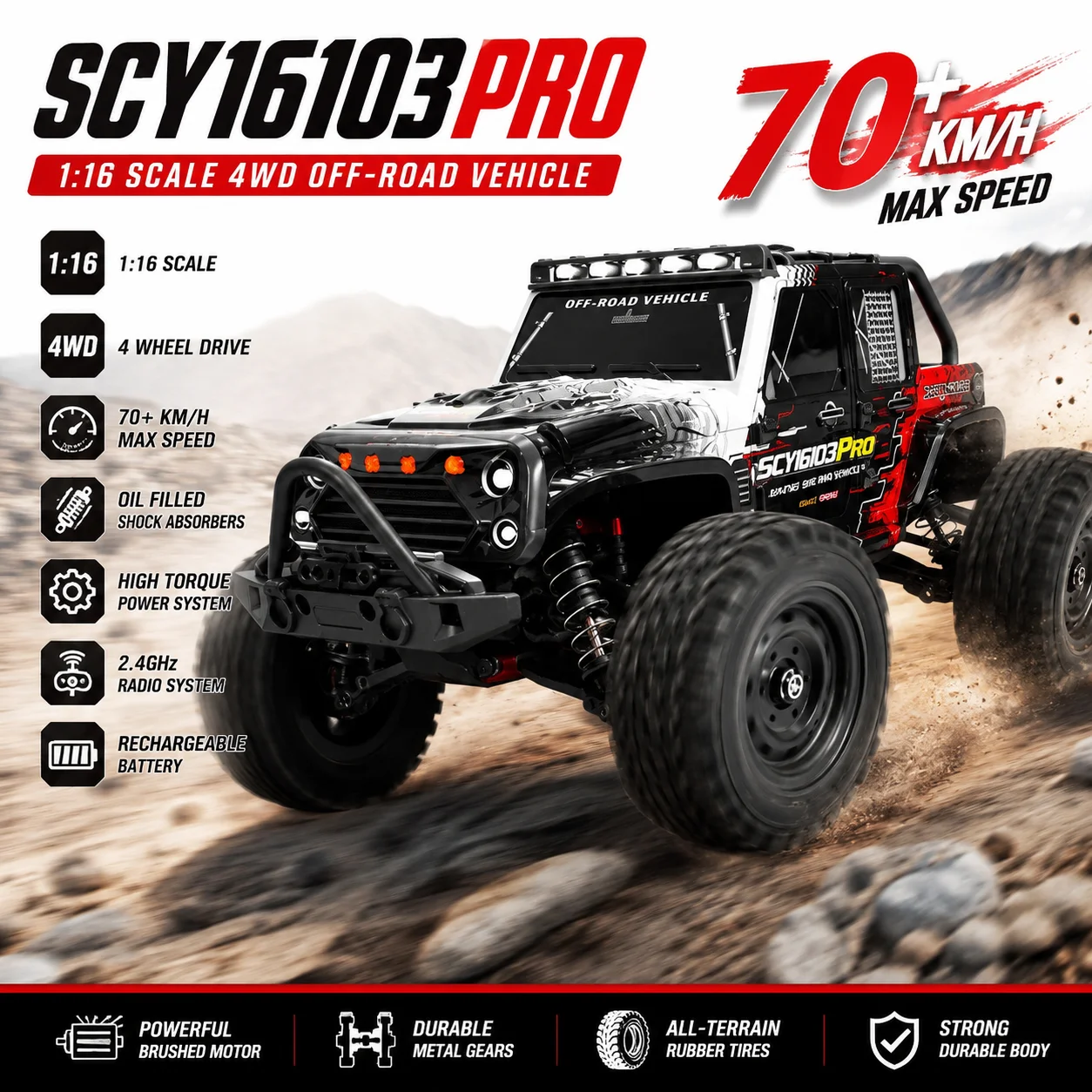 Rc Hobby Line - SCY 16103 16103PRO 1/16 4륜구동 브러시리스