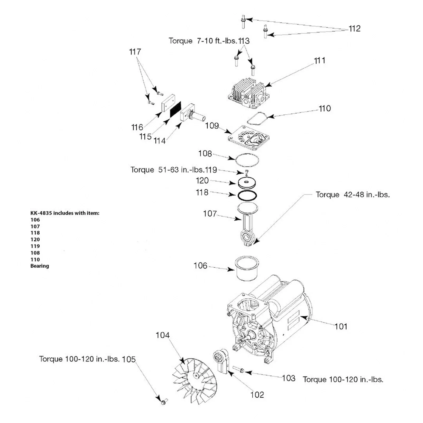 طقم قضيب توصيل مكبس الضاغط KK‐4835 قضيب توصيل الضاغط لاستبدال مضخات زيت سيرز ACG‐1 #6