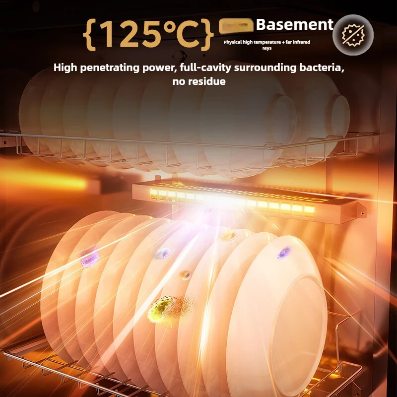 ماكينة تعقيم محمولة مدمجة 220 فولت 94 لتر لتجفيف أواني المطبخ، تحكم مستقل، باب مزدوج عمودي