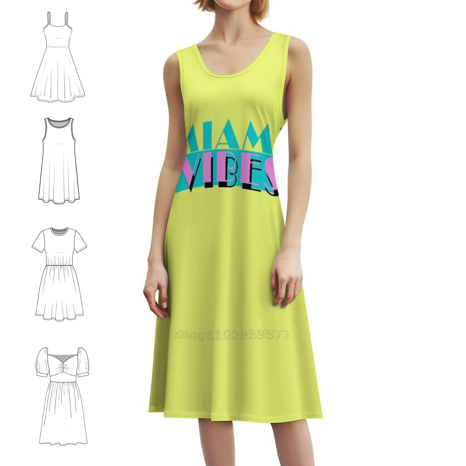 Miami Vibes Vintage Bohemian Dress Puff Sleeve Or Sleeveless Options For Women Dress Miami Vibes Miami Vice Welcome To Miami