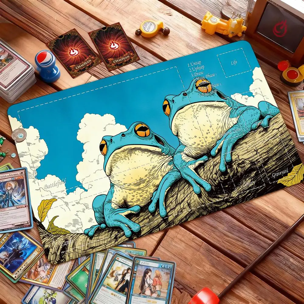 

Lazy Blue Tree Frog Magic Card Battle Mat MTG Playmat Anti-slip Base 35X60CM gathering gaming mats Board Game Mat for TCG