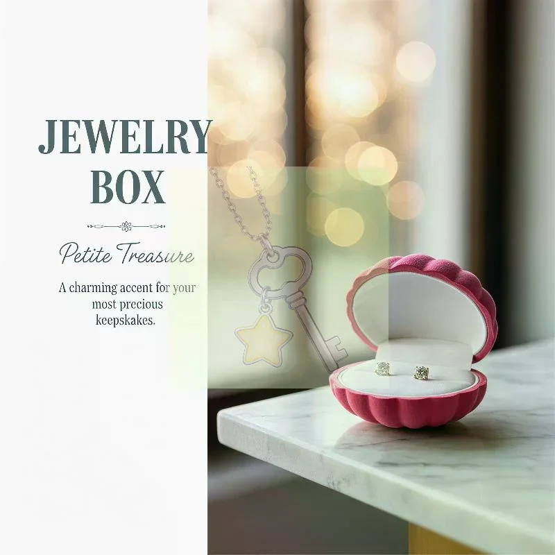 Cute Shell Star Shaped Flocked Jewelry Boxes Soft Inner Lining For Storing Rings Necklaces Earrings Perfect Gift For Girls