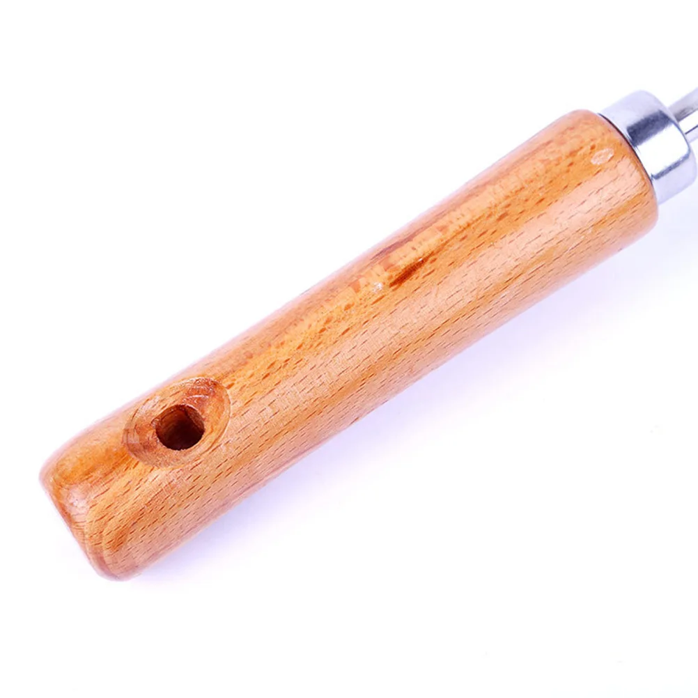 

Wooden Fork Head Hand Weeder Puller Handle Silver Cushioned Ergonomic Design for Lawn Garden Patio Efficient Organic Weed