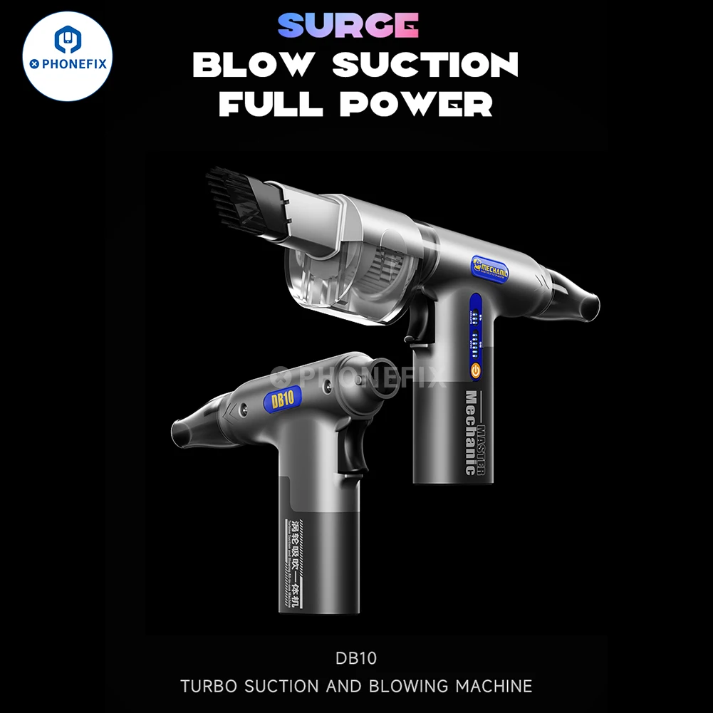 MECÂNICO-Ventilador Turbo recarregável Blower, Motor sem escova, 6 velocidades Mudança Stepless, Sucção e sopro Turbo Jet, DB10, 130000 RPM