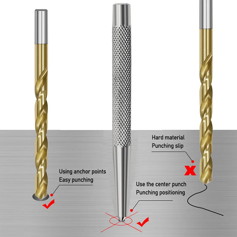 

Center Punch Non-Slip Handle Drilling Tapered Punch Point Punch Locator Metal Drill Mark Center Punch Chisel Punch Metalworking
