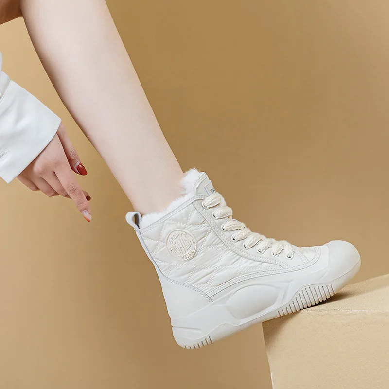 Snow boots for women in winter 2026 new cotton shoes for women with thick velvet and fashionable women's bread shoes