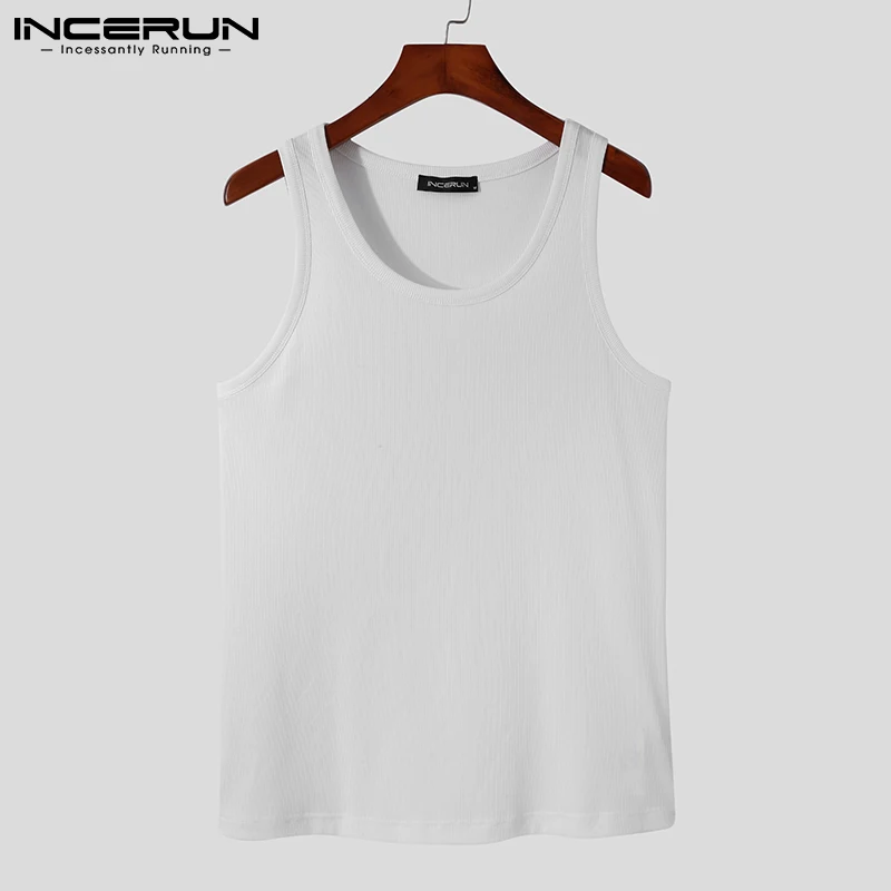 Men Tank Tops O-neck Sleeveless Solid Color 2023 Fitness Casual Men Clothing Breathable Streetwear Fashion Vests S-5XL INCERUN