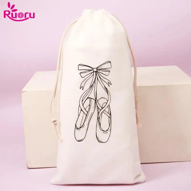 Ruoru 13*27cm Drawstring Ballet Bag White Color dance Bag for Girls Ballerina Pointe Shoes Bags Ballet Dance Accessories