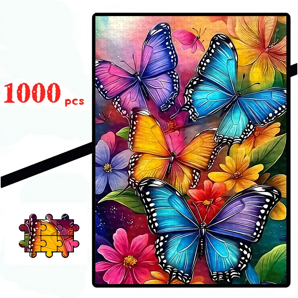 Adult Decor Jigsaw Puzzle, Vivid Butterfly Art, Bamboo Pond Black Cat, Floral Mosaic Cat, Reading Cat Bathroom