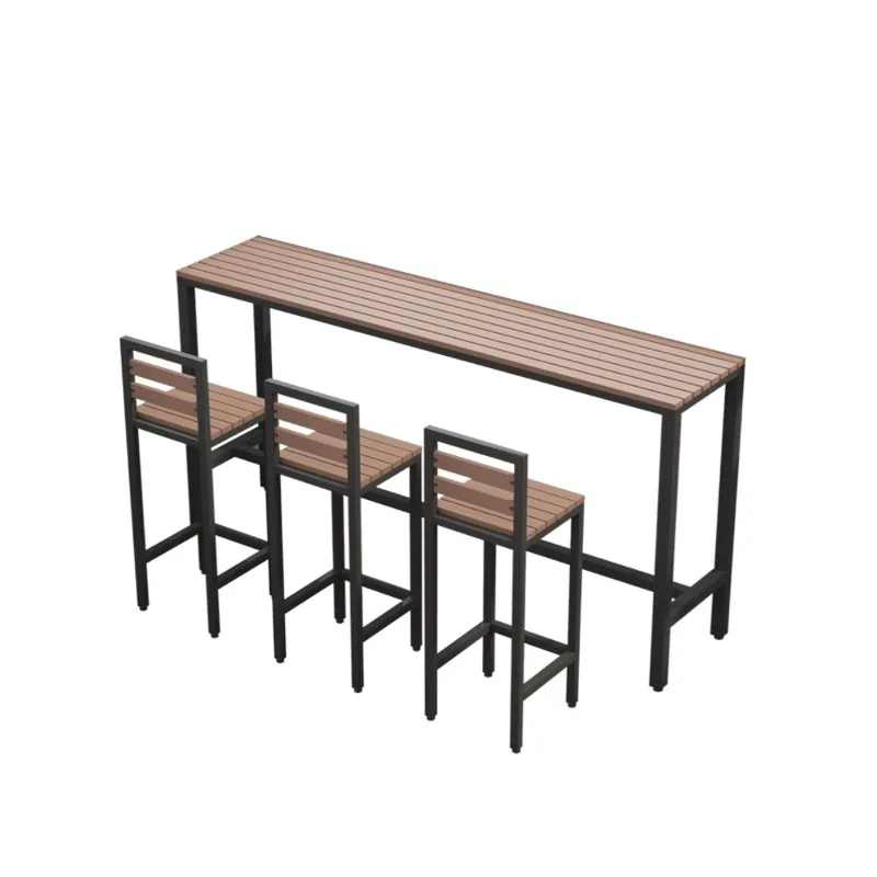 

Open-air balcony against the wall Long table Outdoor anti-corrosion and sun protection High foot narrow table Black