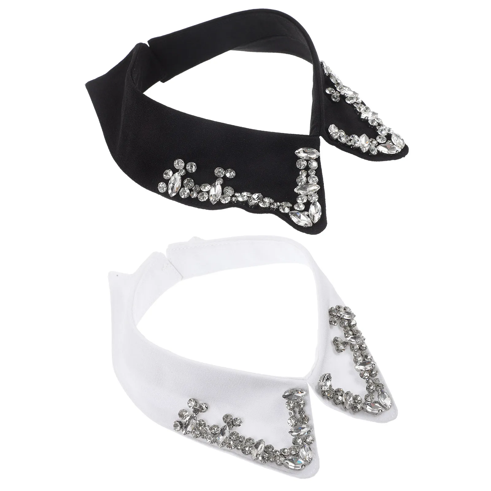 

2Pcs Fake Shirt Collar Women Rhinestone Detachable Blouse Collar Decoration Elegant Fashion Accessory Versatile