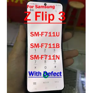 Bilashmart Defective LCD Samsung Z Flip 3 Display LCD Screen With Frame SM F711U F711B F7110 F711 LCD Touch Screen Replacement