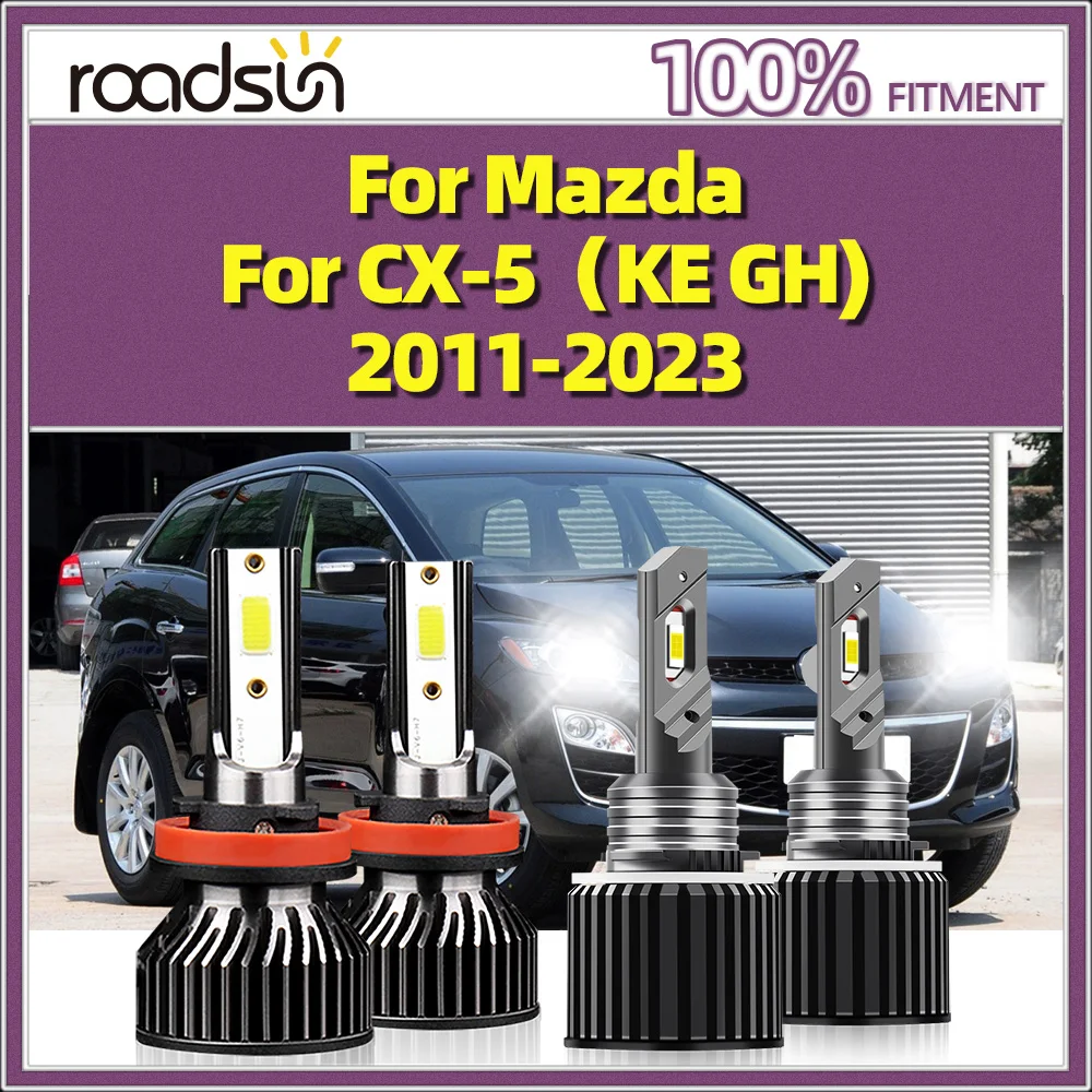 

Fit For Mazda CX-5 (KE GH) (2011-2023) Lamps H15 H11 Hi/Lo Beam LED 23000LM/pair 6500K White Adjustable Beam Pattern