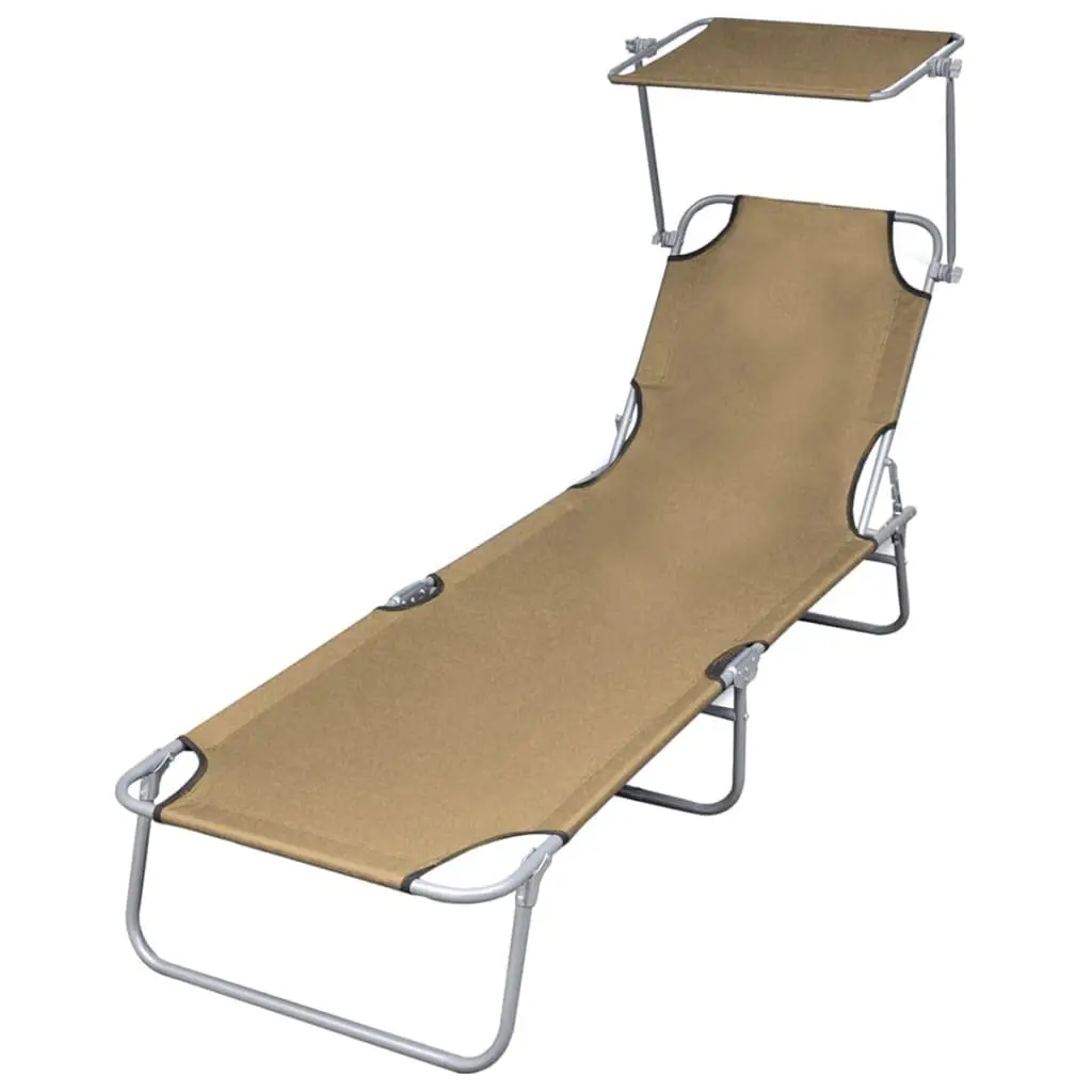 

Folding Steel Outdoor Lounge Chair with Canopy for Pool Beach Lawn Terrace, Customized