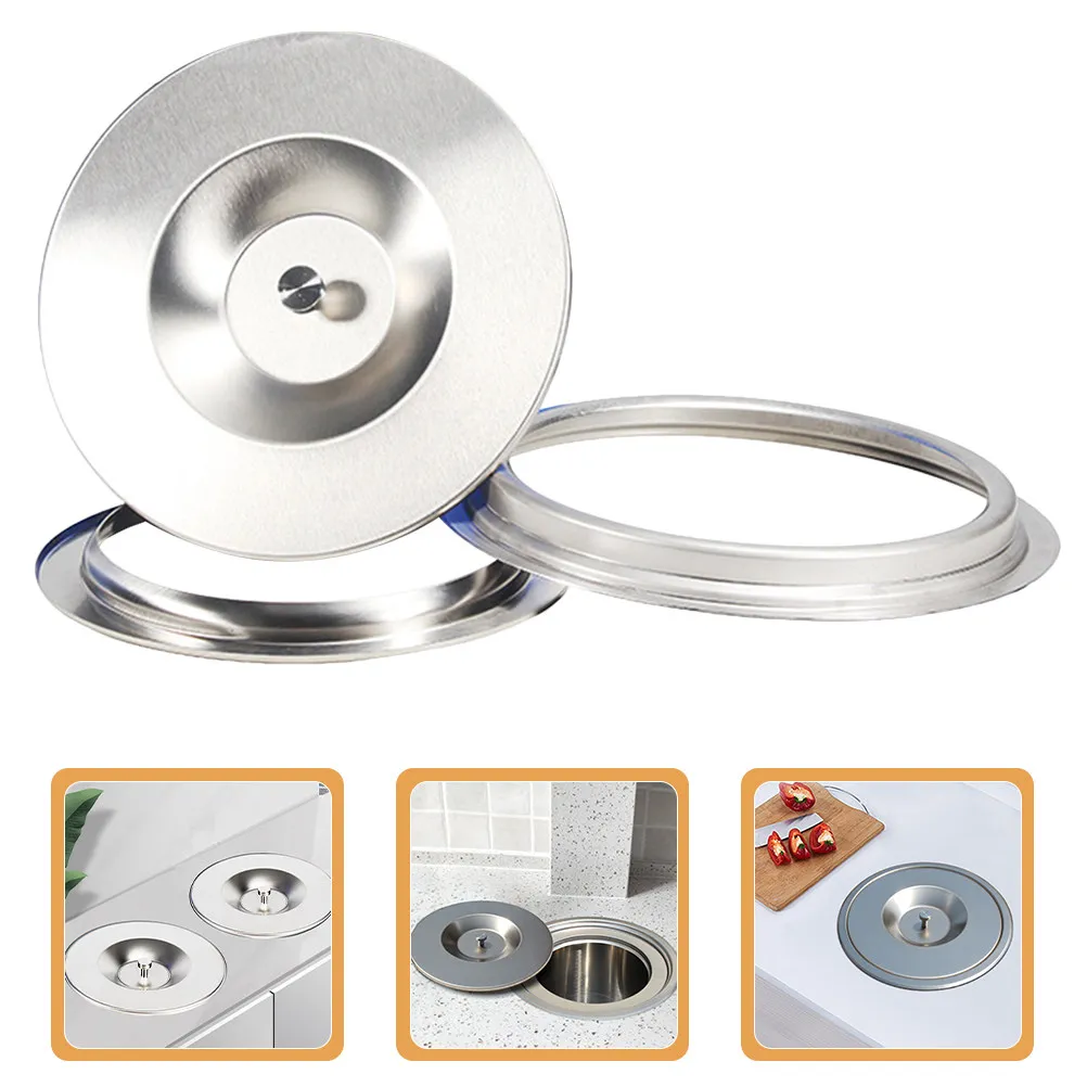 

1Set Rust Resistant Stainless Steel Recessed Kitchen Trash Bin Lid Countertop Garbage Can Cover Hidden Design Odor Preventing