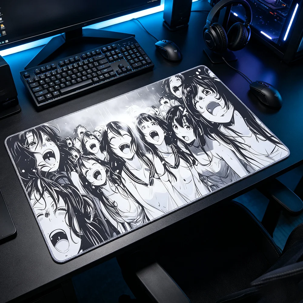 Manga Scream Anime Girls TCG PlayMat Durable Smooth Tabletop Deskpad Party Gathering Card Game Mat Non-slip Keyboard PC MousePad