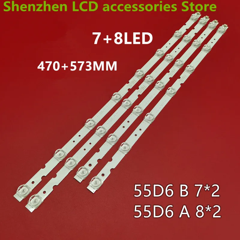 4piece/lot   FOR  NEW55A660U/55V2  4C-LB5507-HR02J 4C-LB5508-HR02J  LCD TV backlight  100%new   470+573MM 6V 7+8LED