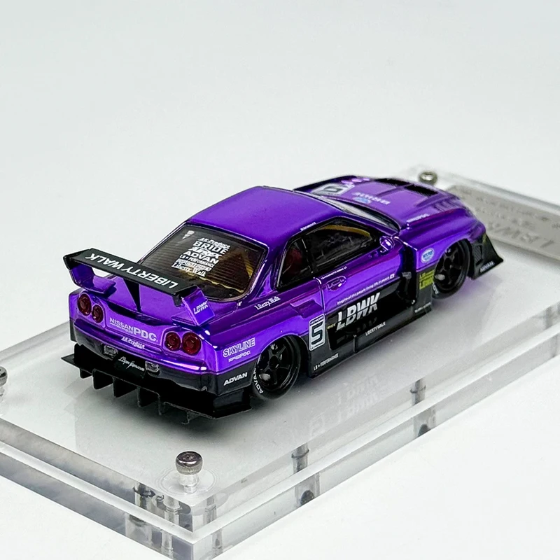 1/64 Skyline Gtr Er34 Lbwk Alloy Purple Plating Toys Car Model Metal Diecasts Toy Vehicles Authentic Exquisite Interior Gift