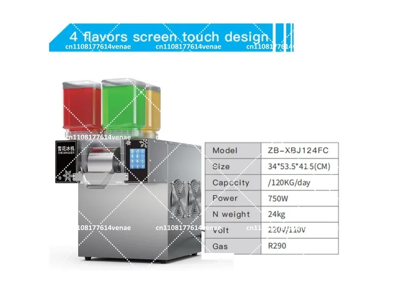 4 Barrels Rainbow Snowflake Ice Cream Machine, Commercial Ice Shaver & Raspados Hielo Maker, Catering Shaved Ice Maker