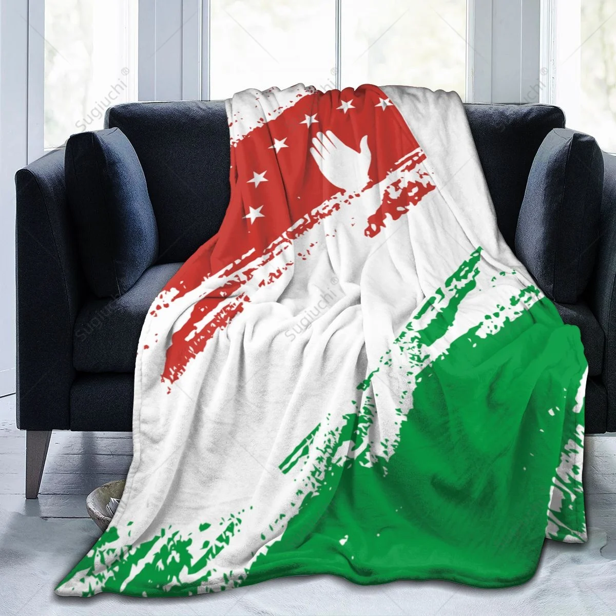 Blanket Republic Of Abkhazia Flag Color Flannel Multifunction Camping Sofa Cover Keep Warm