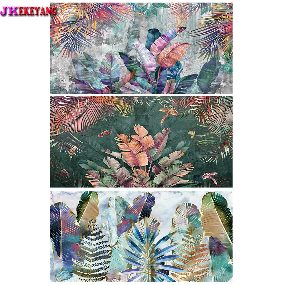 5d Diy Diamond Painting colorful palm leaves Full,Square,Round Diamond Embroidery Diamond Mosaic Anime Character,Home Art Y4840