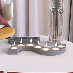 Silicone Mold for Concrete Candlestick Multi - cavity Candle Holder geometric combination Candlestick mold Cement silicone molds