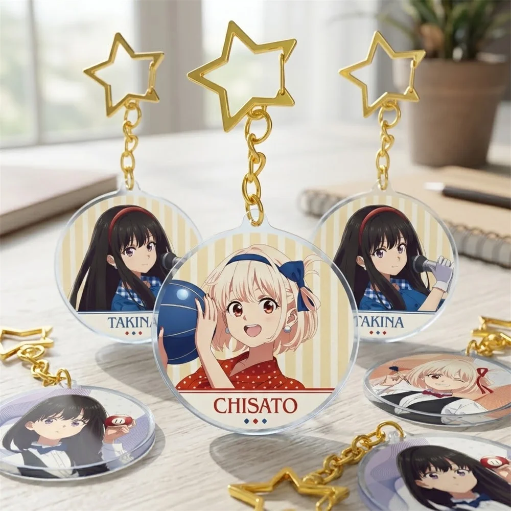 6CM Anime Lycoris Recoil Acrylic Keychain Model Cosplay Charm Characters Ornament Accessories Goods Collection Gifts