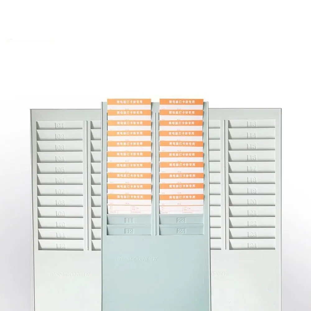 

24 Slots Time Card Rack Plastic Wall Mounted Attendance Recorder Double Row Hanging Hole Puch Cards Holder Rack Display Stand