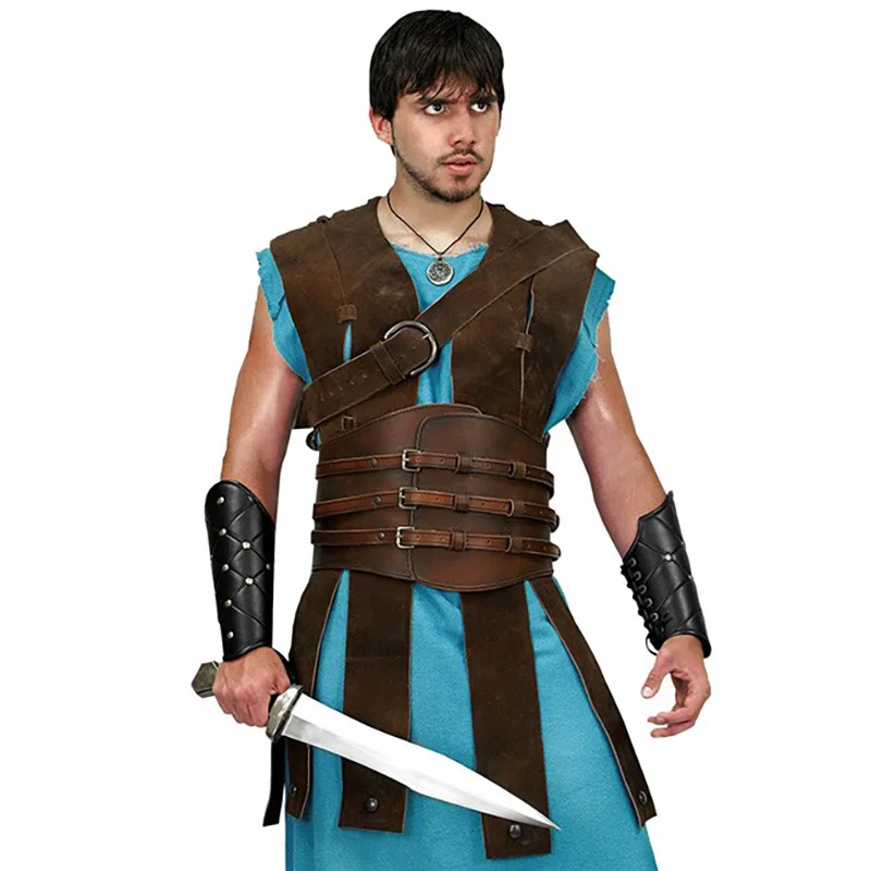 Medieval Viking Pirate Knight Arm Guard Armor Bracer PU Leather Vambraces Gauntlet Roman Gladiator Warrior Cosplay Costume Glove
