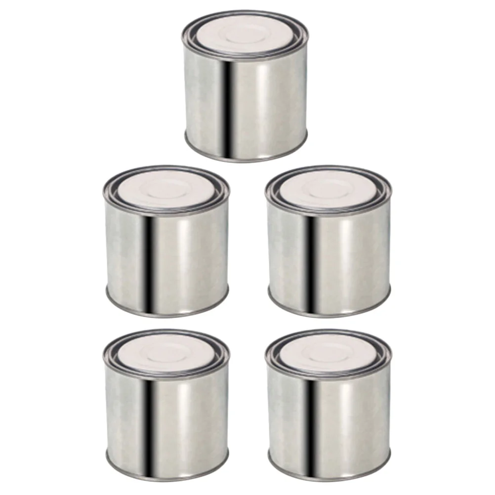 5 Pcs Portable Metal Paint Can Sealing Empty Tinplate Bucket With Lids Sturdy Storage Container For Power Steering Reservoir
