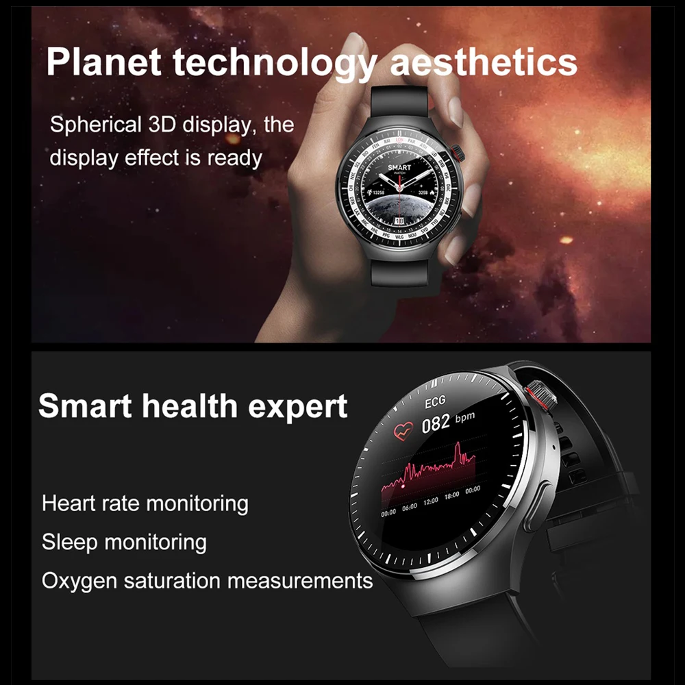 Montre intelligente d'appel Bluetooth étanche pour hommes et femmes, écran AMOLED 1.43 ", fréquence cardiaque sportive, bracelet sain, lecture de musique