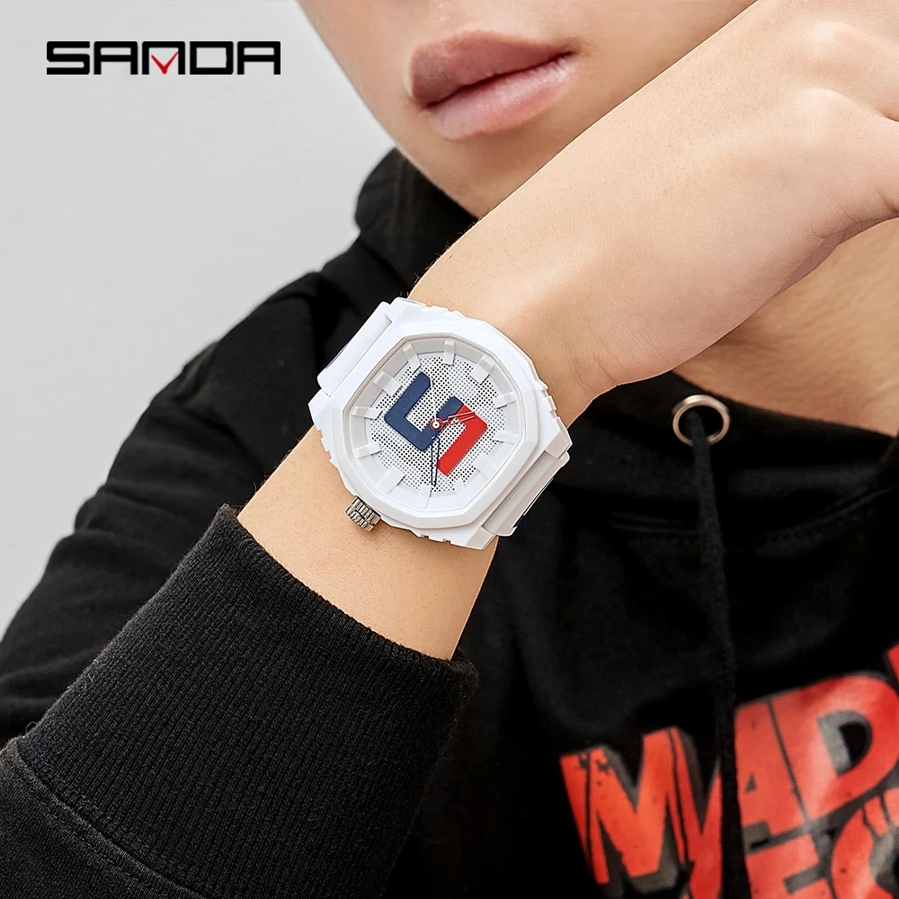 SANDA 2023 New Unisex Womens Mens Watches Top Brand Luxury Sports Silicone Waterproof Quartz Watch Men Relogio Masculino