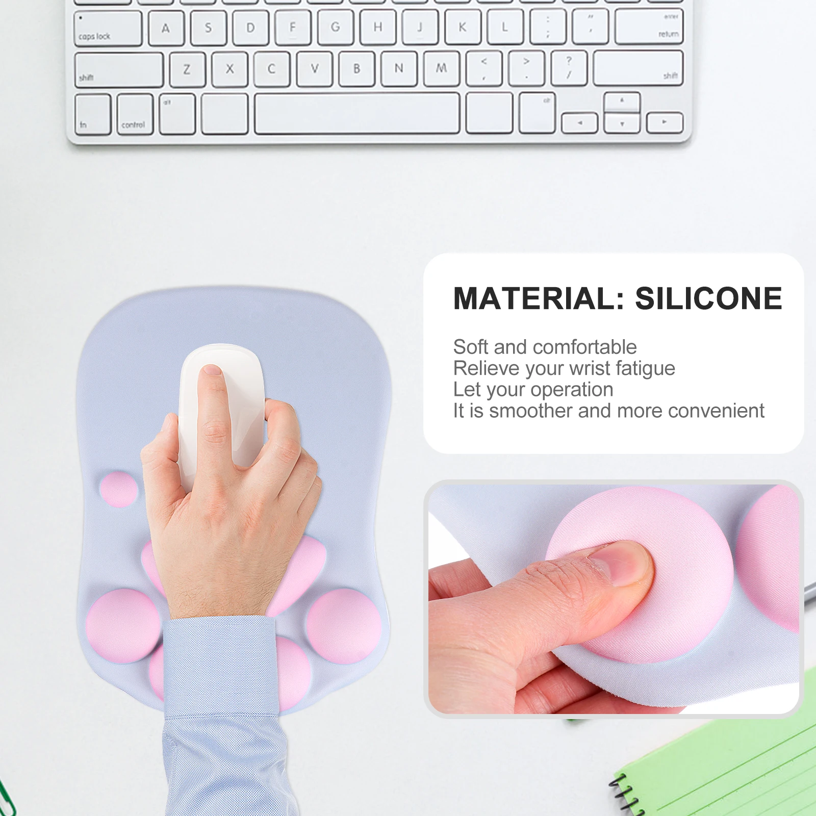 

Silicone Ergonomic Anti Slip Mouse Pad Wrist Rest Support Paw Shape Design Comfortable For Laptop Office Home Use Mousepad For