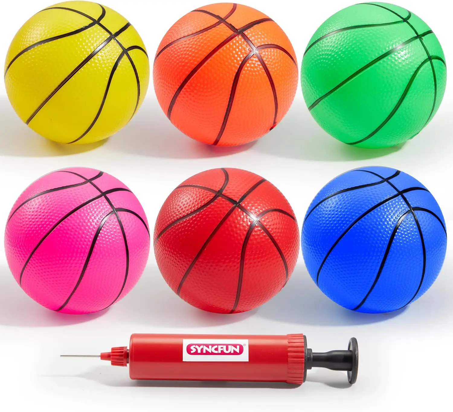 

6 Pack Mini Basketballs 5 Inch Small Rubber Balls for Hoop, Inflatable Sports Toys for Kids Toddlers Boys Girls