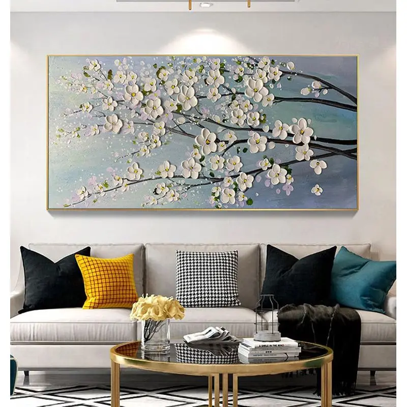 

CHENISTORY 60x120cm Painting By Number White Flowers Pictures By Numbers Kits Drawing On Canvas Large Size Paintings Handicra