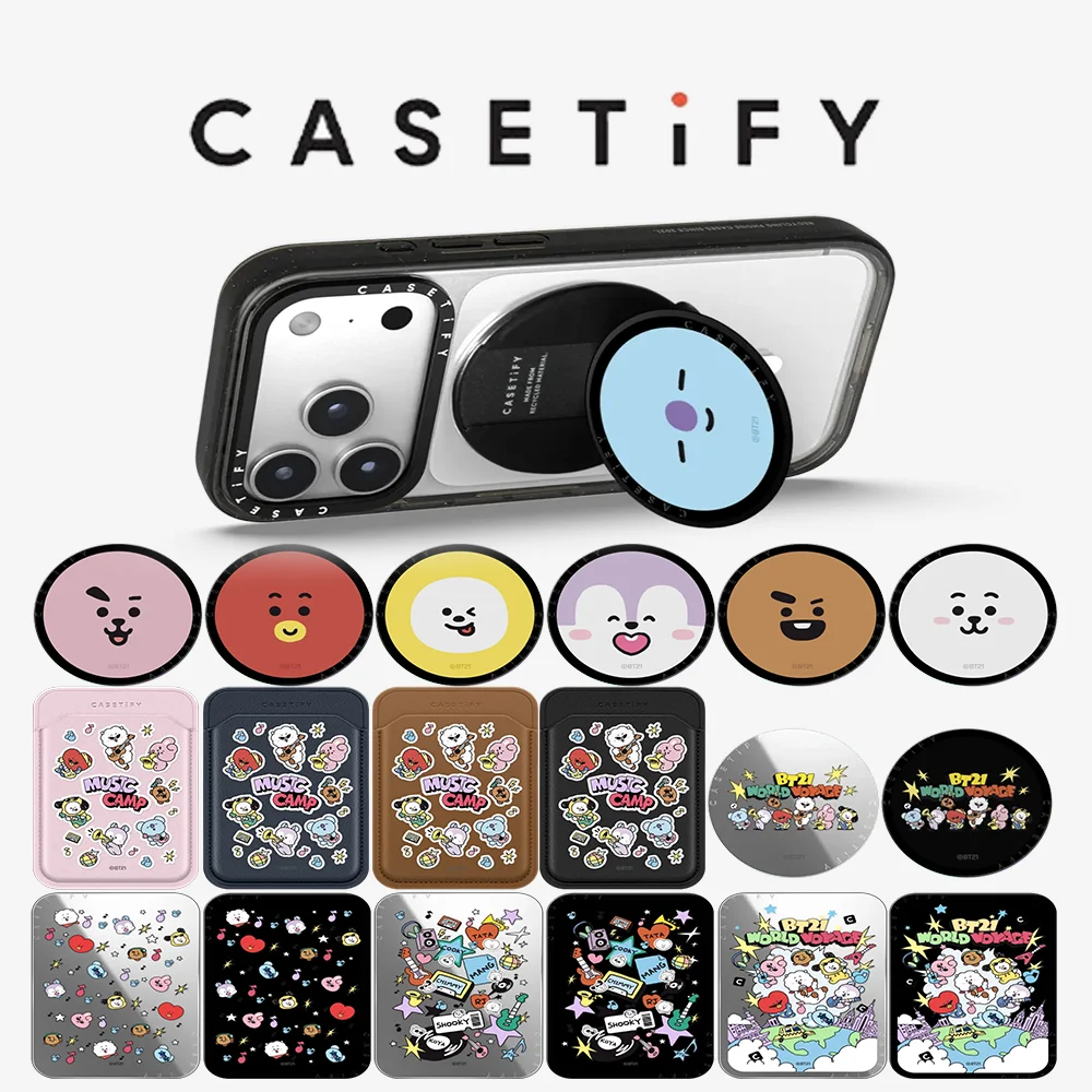 CASETiFY BT21 WORLD VOYAGE Series Magnetic Phone Holder Card Pack for iPhone17 16 15 14 13 for Samsung S25 S26 A57 A36