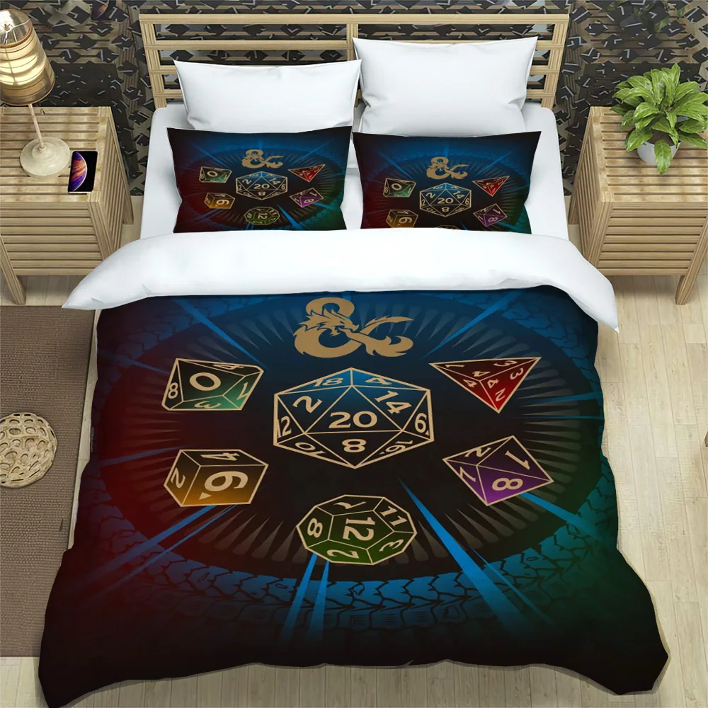 Dungeons Dice Duvet Cover Comfortable Bedding Set  dice D20 Youth Boys Single/Double Soft Duvet Cover and Pillow Cover