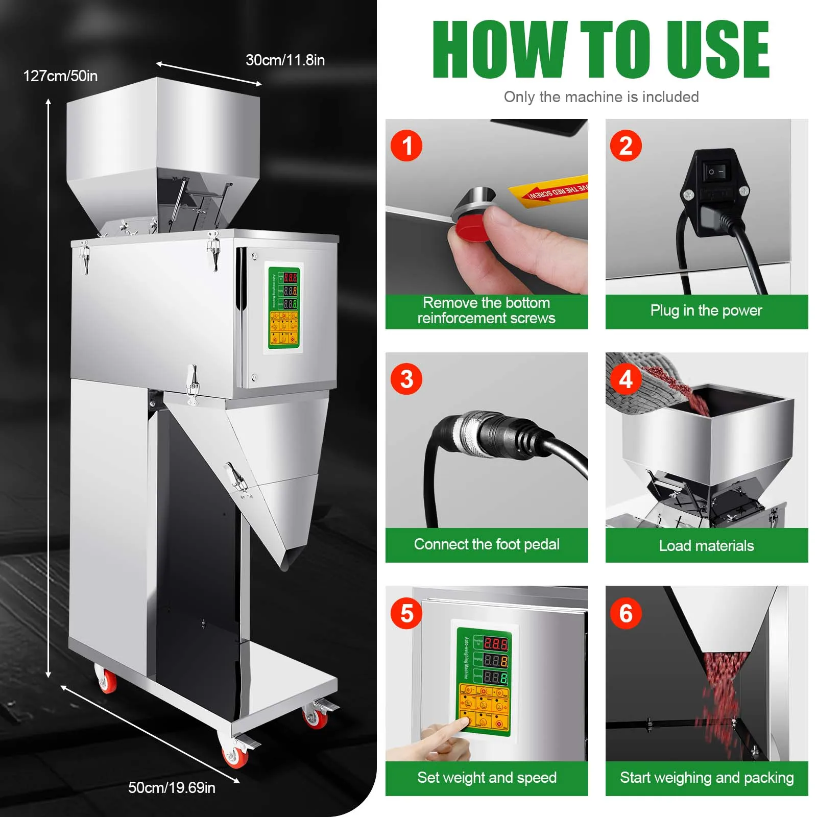 10-999g Weighing Machine Stainless Steel Fast Quantitative Filling Machine 2g (Depending on the Material)