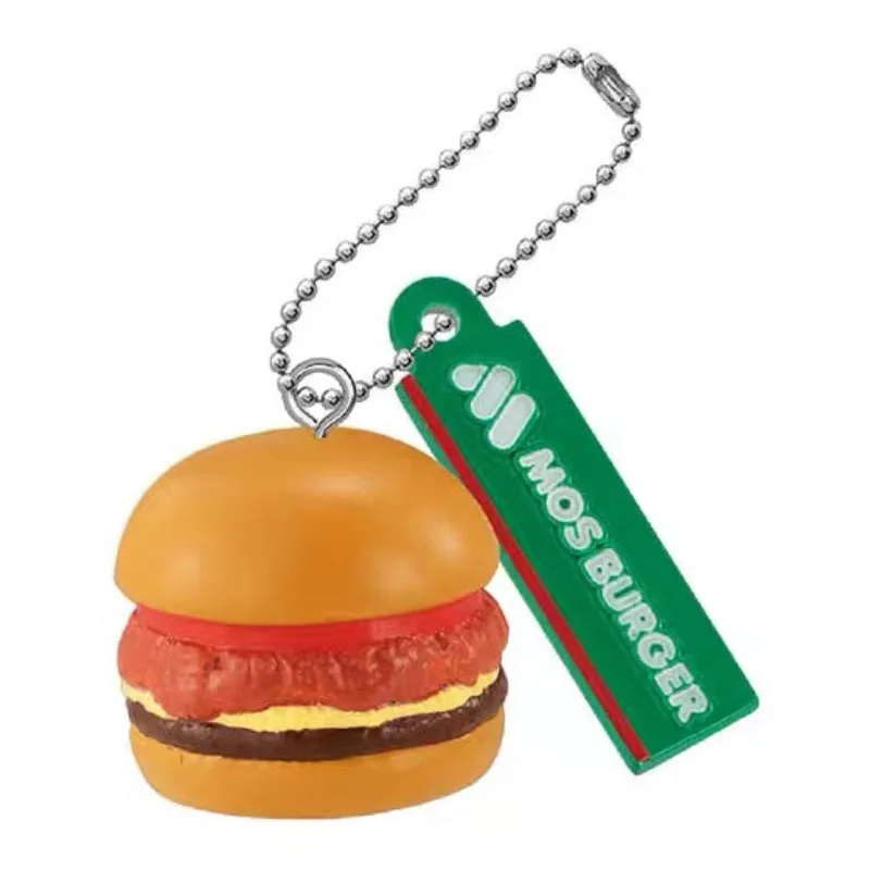 Bandai Gashapon Cute Kawaii Figure Anime Miniature Mos Burger Fries Snack Food Keychain Bag Pendant Model Capsule Toys Gift