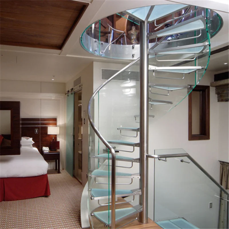 custom.Modern Minimalist Glass Step Staircase Quality Assured New Indoor Installation Spindle Railings on Promotion