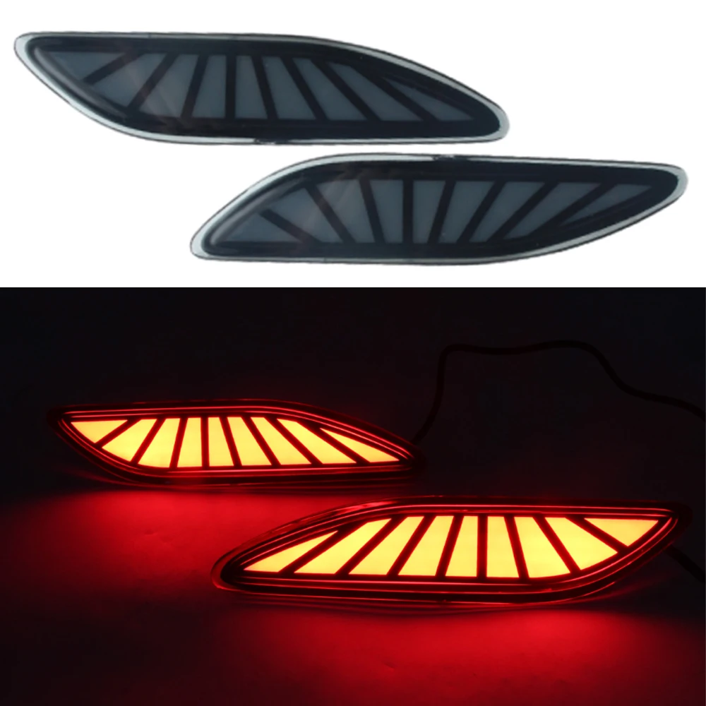 2Pcs Led Rear Bumper Lights Tail Lights For 2024 Toyota Alphard 3 Functions Flow Steering + Running + Braking Mustang Model