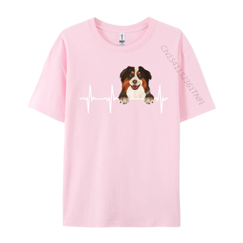 Funny Dog Heartbeat For Miniature American Shepherd Lovers Crazy Tops & Tees For Men Prevalent Cotton T Shirt Leisure T-Shirts