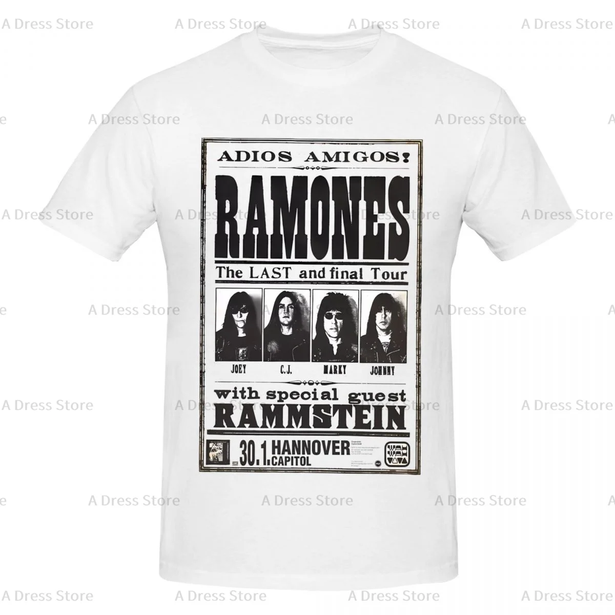 R-ramone Men's round neck Oversized T-shirt,Men's summer Vintage Casual Cotton Tee Shirt Gift